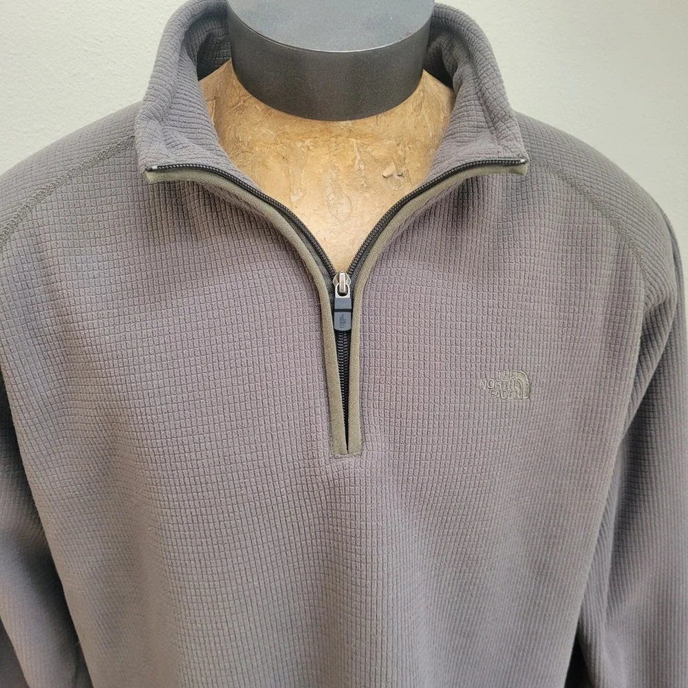 The North Face Mens XXL Green Waffle Quarter‎ Zip Fleece Pullover